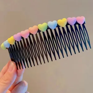 Colorful heart hair comb for kids, sweet candy color cute bangs insert comb hair accessories
