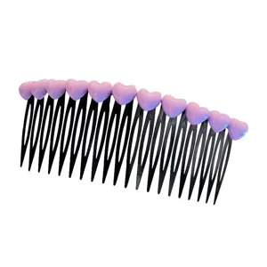 Cute purple heart hair comb for girls, sweet bangs insert comb hair accessory for kids.