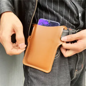 Etui de telephone en cuir PU pour ceinture sac de taille housse de protection smartphone