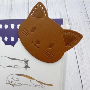 Cute Cat Leather Bookmark Animal Page Marker For Student Reading Book Office School Supplies