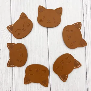 Cute cat leather bookmarks set of six pieces for reading, cute page markers for students books.