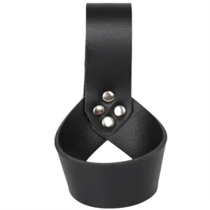 Medieval leather sword frog holder black belt loop harness costume cosplay accessory gear