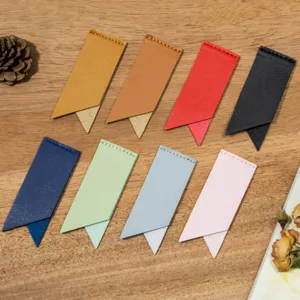 Colorful PU leather page corner bookmarks set, 8 assorted colors reading markers for students.
