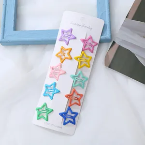 Bunte stern haarnadeln set süße bonbon farbe bobby pins mode metall haarzubehör