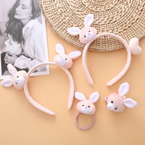 Cute Plush Rabbit Headband Pink Rabbit Hair Clip Sweet Cartoon Animal Hair Accessories For Women Girls
