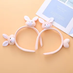 Cute pink plush bunny headband sweet hair hoop furry animal ears cute hair accessories for women
