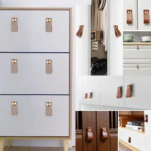Poignées de meuble en cuir boutons de tiroir poignée de placard pour armoire commode