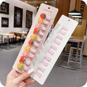 Set di fermagli per capelli cartoon carini con frutta e animali per ragazze e adolescenti.