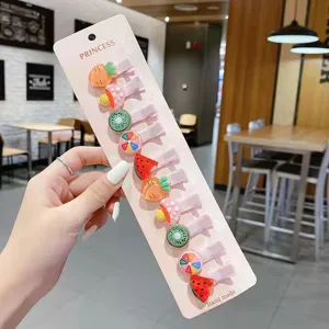 Set carino di fermagli per capelli di frutta per bambini clip a becco d'anatra dolci per ragazze.