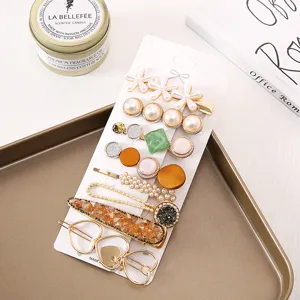 Elegant pearl and rhinestone hair clip set, chic Korean style side hairpins for women daily wear.