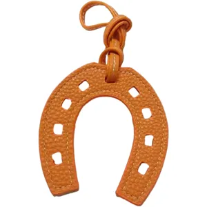 Oranger Leder Hufeisen Taschenanhänger, schickes U-förmiges Luxus Handtaschen Accessoire.
