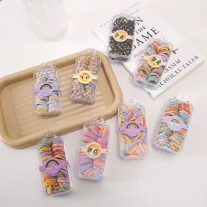 Kids hair ties colorful elastic rubber bands set in clear storage box for little girls