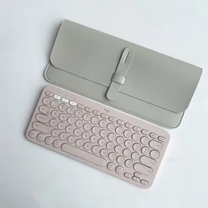 Gray PU leather keyboard protective case detail shot for Logitech K380 wireless keyboard.