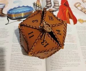 PU leather D20 dice bag polyhedral dice pouch storage bag for tabletop RPG gaming accessories.