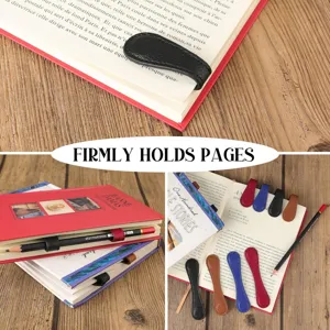 Leather magnetic bookmarks set, slim page marker for books, strong hold reading accessories.