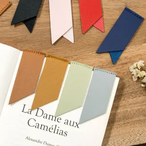 Colorful PU leather bookmarks for reading, multi-color page markers with fine stitching details.