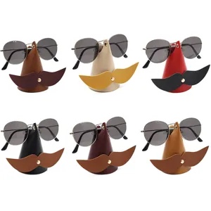 Creative mustache leather glasses holder desktop ornament cute sunglass storage stand display rack