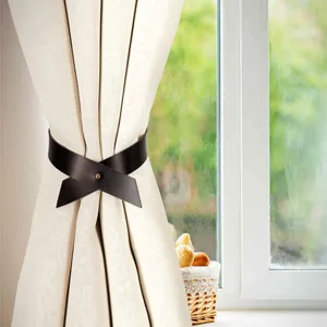 Nordic style leather curtain tieback punch-free home window drape buckle holdback decorative.