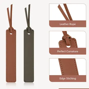 Leather bookmarks set with strap and neat stitching, perfect for reading and book lovers.