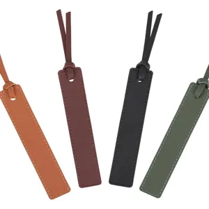 Leather bookmark detail showing multiple color options with tassel strap for reading lovers.