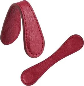 Red leather magnetic bookmark, double sided clip for reading, durable book marker.