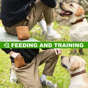 Sac de friandises pour chien en cuir PU étanche pochette de dressage portable pour animaux