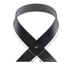 Nordic style black PU leather curtain tieback buckle punch-free home window decor strap.