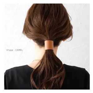 Gancho de Cabello de Metal Minimalista Japonés Color Morandi Pinza de Cola de Caballo Hebilla de Pelo de Cuero PU de Alta Gama Accesorios