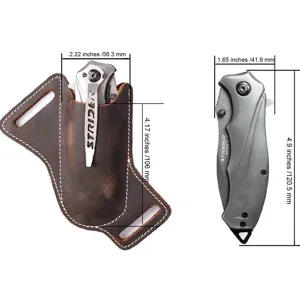 Outdoor EDC Taschenmesser mit echtem Lederholster für Gürtel taktische Werkzeugtasche.