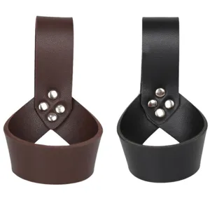 Medieval leather sword frog holder scabbard waist belt loop adjustable weapon accessory