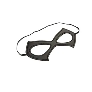 Black leatherette domino eye mask for Halloween party costume role play dress up accessories.