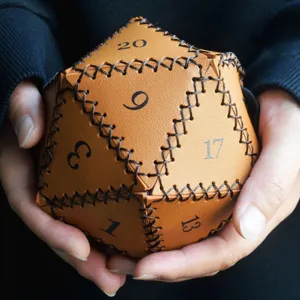 PU Leather Polyhedral Dice Bag Polygon Dice Storage Pouch Retro Handmade Stitching Drawstring Tabletop Gaming Accessories