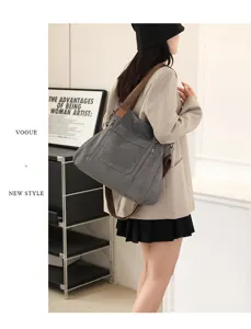 Stylish women canvas tote bag large capacity casual shoulder bag daily vintage handbag new
