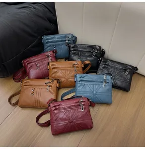Multi-color soft washed leather small shoulder crossbody bag for women, stylish and practical.