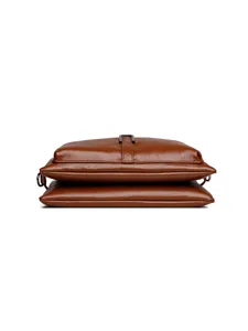 Retro women's soft leather multi-compartment shoulder crossbody bag casual clutch handbag.