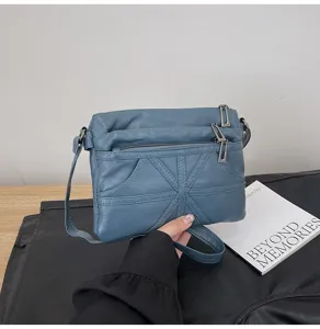Washed soft leather casual women shoulder bag multi pocket stylish messenger bag daily use