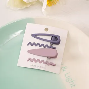 Metall Haarklammern Set, süße Wellen und Klipp Haarspangen in Lila und Rosa, süße Haaraccessoires.