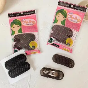 Schwarzes Haarvolumenkissen Schwamm Unsichtbare Krone Flauschige Pony Haarspange 2Stk