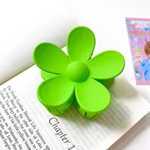 Pince à cheveux fleur mate verte jolie pince requin accessoire de coiffure pour femmes filles