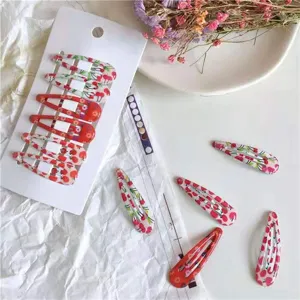 Set de pinzas de pelo de cereza y flores, horquillas coloridas para mujeres y niñas.