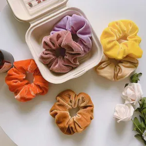 Chouchous en Velours pour Femmes Couleur Bonbon Grands Élastiques à Cheveux Liens à Cheveux Souples Mode Accessoires de Cheveux Automne Hiver