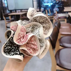 Korean style floral scrunchies fabric hair ties cute elastic hair accessories for women