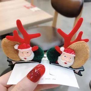 Bonitas pinzas para el cabello de reno navideño, accesorios festivos para mujeres.