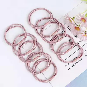 Pink elastic hair ties 3-in-1 hair bands simple daily cute fashion hair accessories set