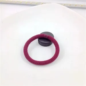 Minimalist wine red thick high elasticity velvet hair tie band for daily hair styling.