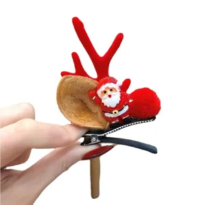 Lindo pasador de pelo de reno de Santa Claus navideño accesorio festivo para mujeres