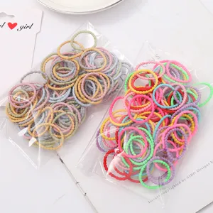 Colorful small elastic hair ties, soft seamless mini hair bands, cute candy hair holders.