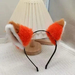 Fluffy plush fox ear headband cute furry hair hoop for anime cosplay party photo props