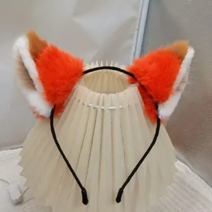 Cute Plush Fox Ears Headband Sweet Handmade Furry Animal Costume Hairband For Cosplay Party Photography Girls Women Headwear