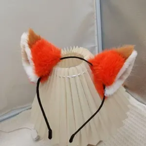 Plush fox ear headband cute fluffy animal ears hair hoop for cosplay party photo performance wear